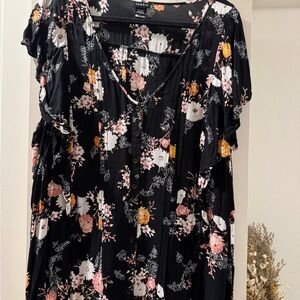 Torrid Black Top with Floral Accents